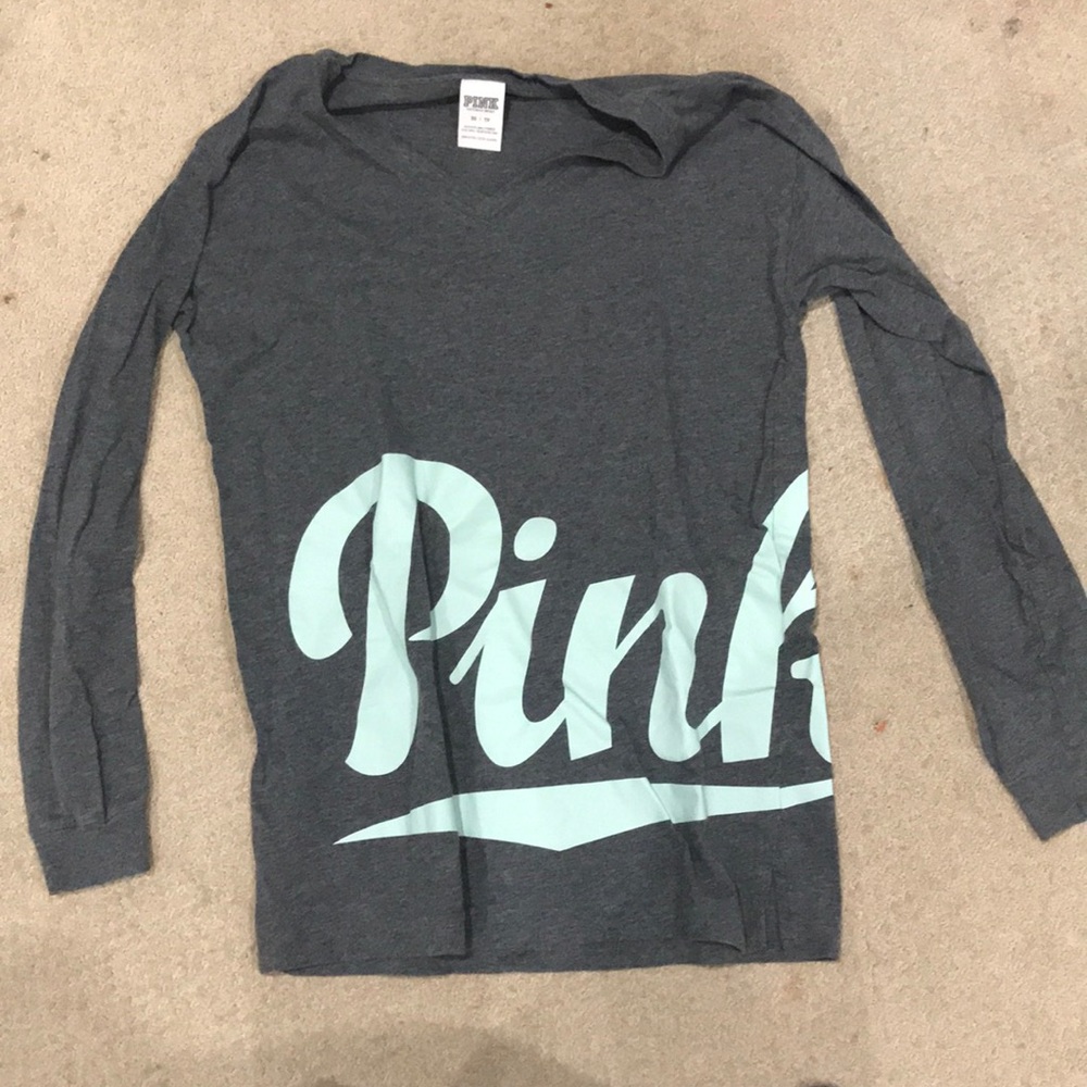 pink vneck shirt